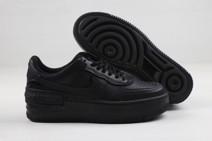 Women Nike Air Force 1 Low Shadow All Black Shoes - Click Image to Close